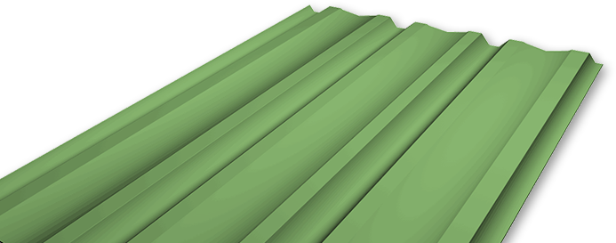 Roof rib profile render in green