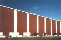 Exterior of building with brown metal siding
