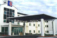 Exterior of hotel building with metal roofing